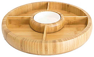 Home Accents Bamboo Chip and Dip Bowl, Natural, , large