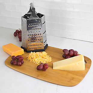 Home Accents Heavy Weight 6 Sided Stainless Steel Cheese Grater with Non-Skid Rubber Base, Black, , rollover