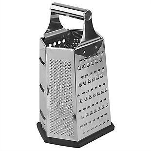 Home Accents Heavy Weight 6 Sided Stainless Steel Cheese Grater with Non-Skid Rubber Base, Black, , large