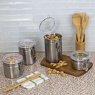 Home Accents 4 Piece Stainless Steel Canister Set, , rollover