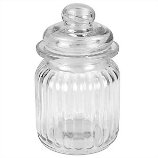 Home Accents Multi-Purpose 8 oz. Rippled Glass Mini Pantry Storage Jar with Dome Lid, Clear, , large