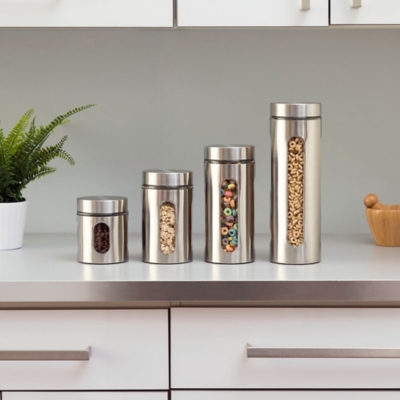 Home Accents 4 Piece Stainless Steel Canister Set, , rollover