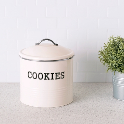 Home Accents Tin Cookie Jar, Ivory, Ivory, rollover