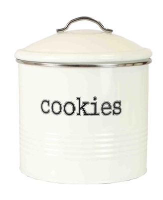 Home Accents Tin Cookie Jar, Ivory, Ivory, large