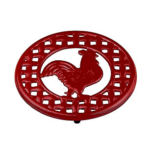 Home Accents Cast Iron Rooster Trivet, Red, large