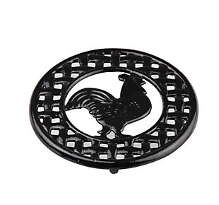 Home Accents Cast Iron Rooster Trivet, Black, large
