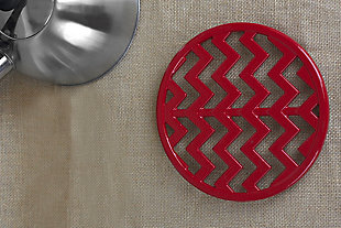 Home Accents Chevron Collection Cast Iron Trivet, Red, , rollover