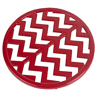 Home Accents Chevron Collection Cast Iron Trivet, Red, , large