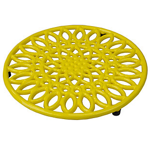 Home Accents Sunflower Heavy Weight Cast Iron Trivet, Yellow, Yellow, large