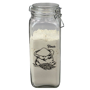 Home Accents Ludlow 67 oz. Glass Canister with Metal Clasp, Clear, , large