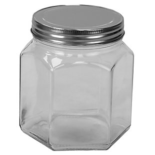 Home Accents 37 oz. Medium Hexagon Glass Canister, Clear, Clear, large