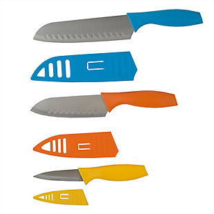 Home Accents 3 Piece Stainless Steel Knife Set with Colorful Slip Covers, , large