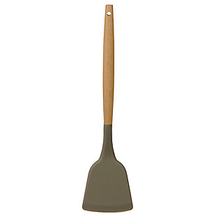 Home Accents Karina High-Heat Resistance Non-Stick Safe Silicone Spatula with Easy Grip Beech Wood Handle, Gray, , large