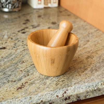 Home Accents Bamboo Mortar and Pestle, , large