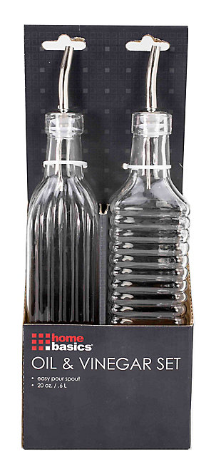 Home Accents Easy Grip Ribbed Textured Glass Oil and Vinegar - Set of 2, , rollover