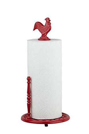 Home Accents Cast Iron Rooster Paper Towel Holder, Red, Red, large
