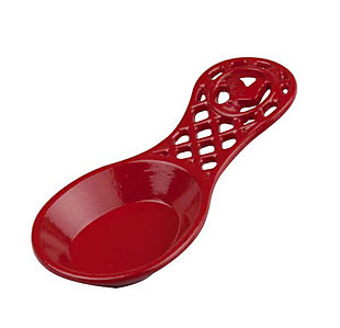 Home Accents Cast Iron Rooster Spoon Rest, Red, Red, large