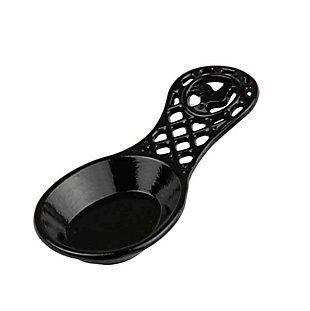 Home Accents Cast Iron Rooster Spoon Rest, Black, Black, large