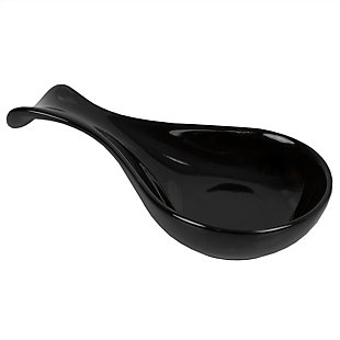 Home Accents Ceramic Spoon Rest, Black, Black, large