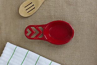 Home Accents Chevron Collection Cast Iron Spoon Rest, Red, , rollover