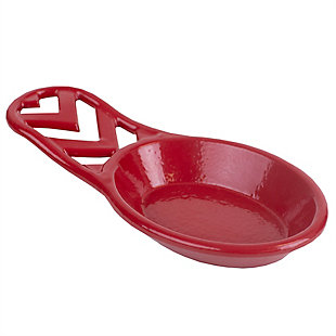 Home Accents Chevron Collection Cast Iron Spoon Rest, Red, , large