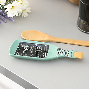 Home Accents Dinner is Poured Wine Shape Ceramic Spoon Rest, Teal, , rollover