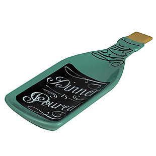 Home Accents Dinner is Poured Wine Shape Ceramic Spoon Rest, Teal, , large