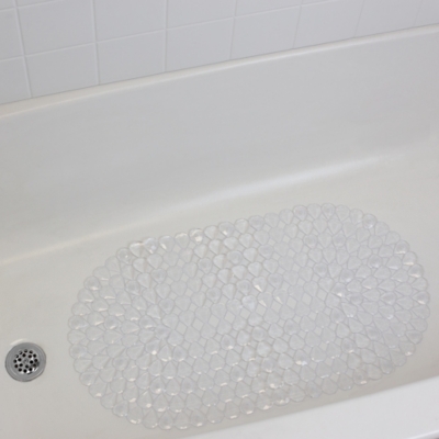 Home Basics Diamond Plastic Bath Mat, Clear, , large