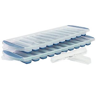 Home Basics Ultra-Slim Plastic Pop-Out Ice Cube Tray, (Pack of 2), Blue, , large