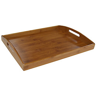 Home Basics Bamboo Serving Tray with Open Handles, Natural, , large