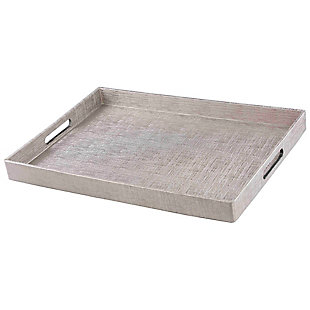 Home Basics Metallic Weave Serving Tray with Cut-Out Handles, Silver, , large