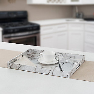 Home Basics Faux Marble Vanity Tray, White, , rollover