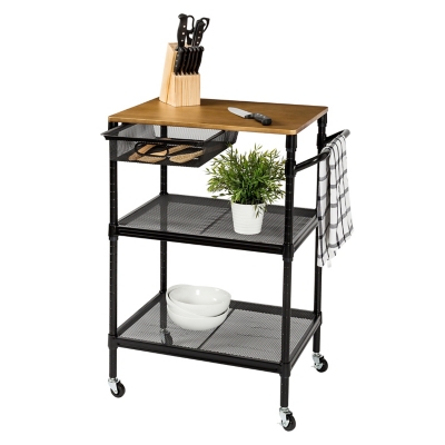 Medford 36-Inch Kitchen Cart With Wheels, Storage Drawer and Handle ...