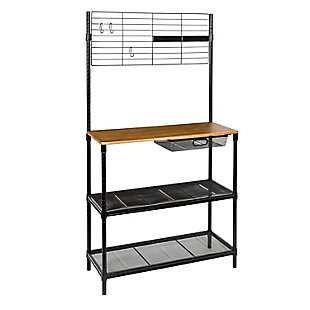 Siri 65-Inch Bakers Rack With Cutting Board and Hanging Storage, Black, , large