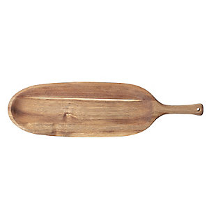 Bloomingville Small Brown Acacia Wood Tray With Handle, , rollover