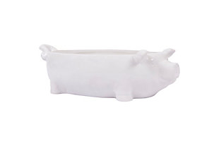 Creative Co-Op White Ceramic Pig Shaped Bowl, , large