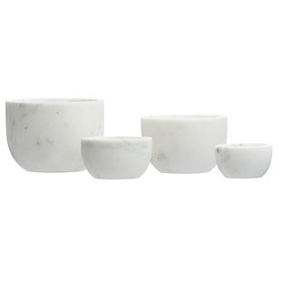Creative Co-Op White Marble Bowls (set Of 4), , large