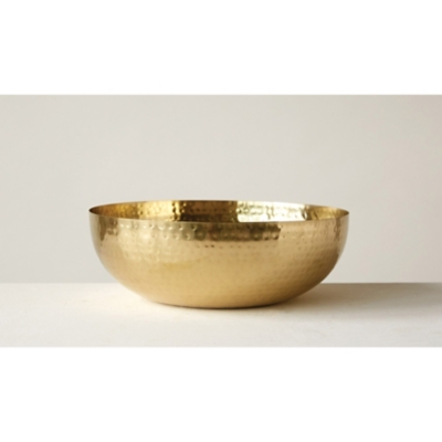 Creative Co-Op Round Hammered Metal Bowl With Gold Finish, , large