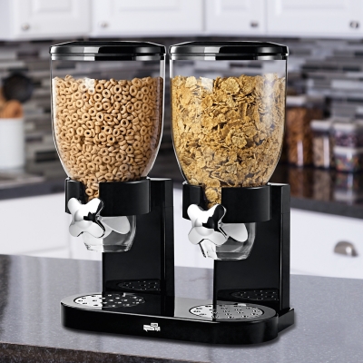 Honey-Can-Do Double Cereal Dispenser with Portion Control, Black, large