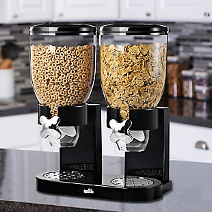 Honey-Can-Do Double Cereal Dispenser with Portion Control, Black, rollover