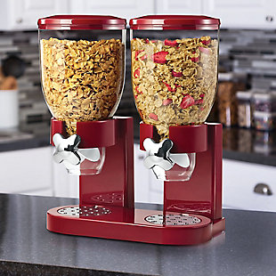 Honey-Can-Do Double Cereal Dispenser with Portion Control, Red, large