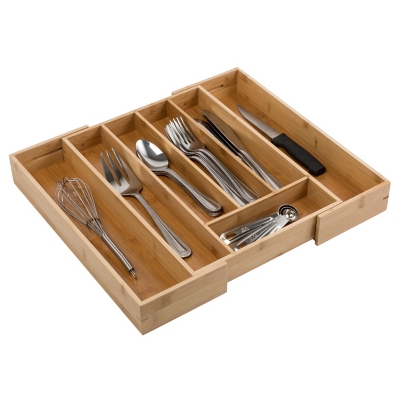 Honey-Can-Do Expandable Medium Silverware Drawer Organizer in Bamboo, , large