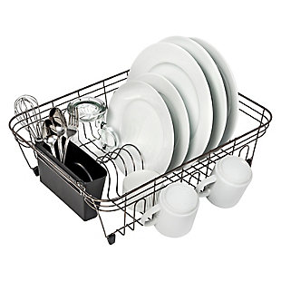 Honey-Can-Do Wire Dish Drying Rack in Chrome With Black Tray, , rollover