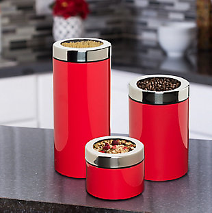 Honey-Can-Do Retro Canisters (Set of 3), Red, rollover