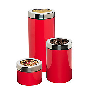 Honey-Can-Do Retro Canisters (Set of 3), Red, large