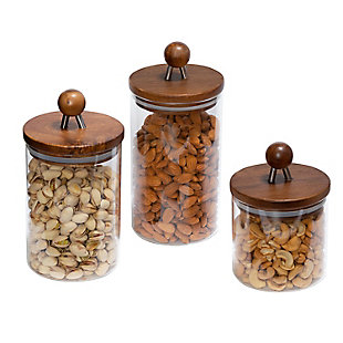 Honey-Can-Do Acacia Canisters (Set of 3), , large