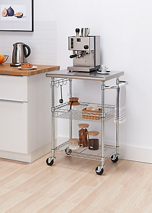 TRINITY TRINITY EcoStorage® 24" Stainless Steel Kitchen Cart, NSF, Chrome Color, , rollover