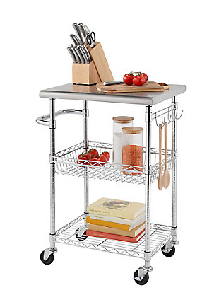 TRINITY TRINITY EcoStorage® 24" Stainless Steel Kitchen Cart, NSF, Chrome Color, , large