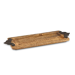 The Gerson Company Antiquity Collection Wood And Metal Serving Tray, , rollover