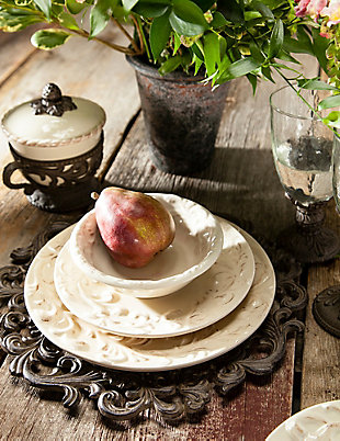 The Gerson Company 4 8.5"d Cream-colored Acanthus Leaf Embossed Salad Plates, , rollover